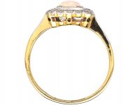 Edwardian 18ct Gold & Platinum, Opal & Diamond Rectangular Ring