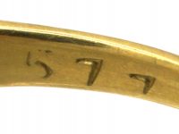 Victorian 18ct Gold Three Stone Old Mine Cut Diamond Carved Half Hoop Ring