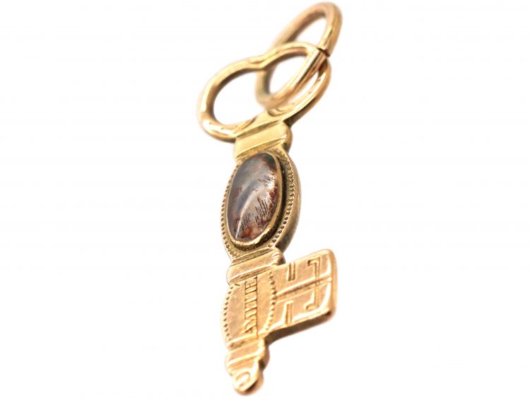 Georgian 9ct Gold Key with Locket & Engraved Amitie