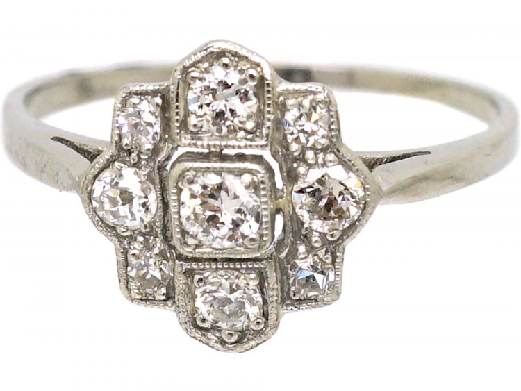 Edwardian Platinum, Diamond Cluster Ring