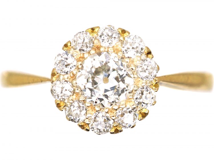 Edwardian 18ct Gold Diamond Cluster Ring