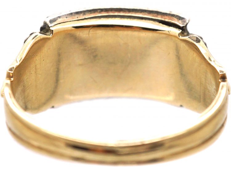 Georgian 15ct Gold & Silver Four Row Old Mine Cut Diamond Ring