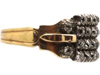 Georgian 15ct Gold & Silver Four Row Old Mine Cut Diamond Ring
