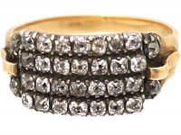 Georgian 15ct Gold & Silver Four Row Old Mine Cut Diamond Ring
