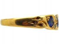 Edwardian 18ct Gold, Three Stone Sapphire & Diamond Ring