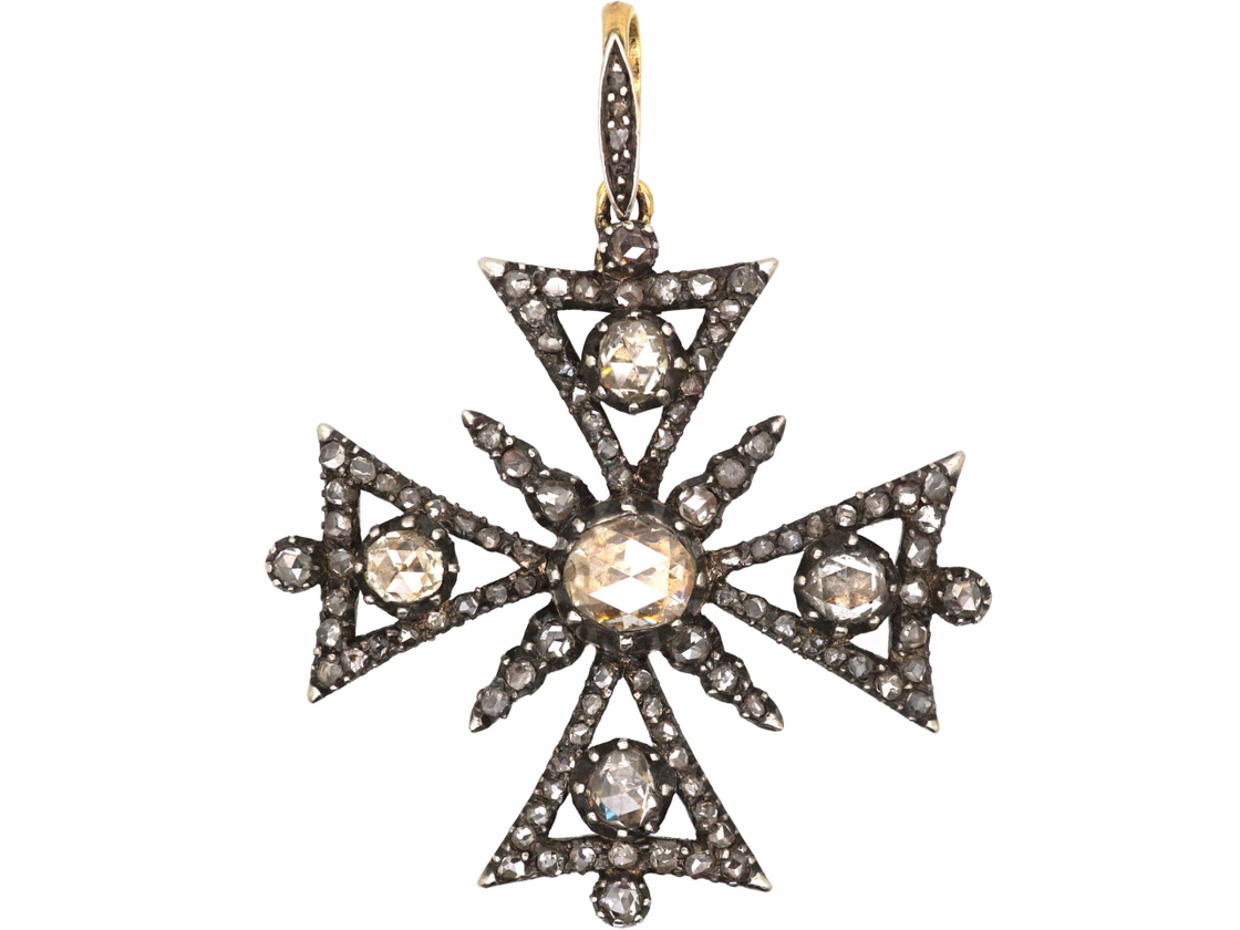 アクセサリー Malta Georgian Maltese Cross Pendant set with Diamonds (101U) | The