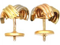 French Three Colour 18ct Gold Gold Knot Earrings