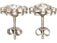 Edwardian Platinum, Diamond Daisy Cluster Earrings