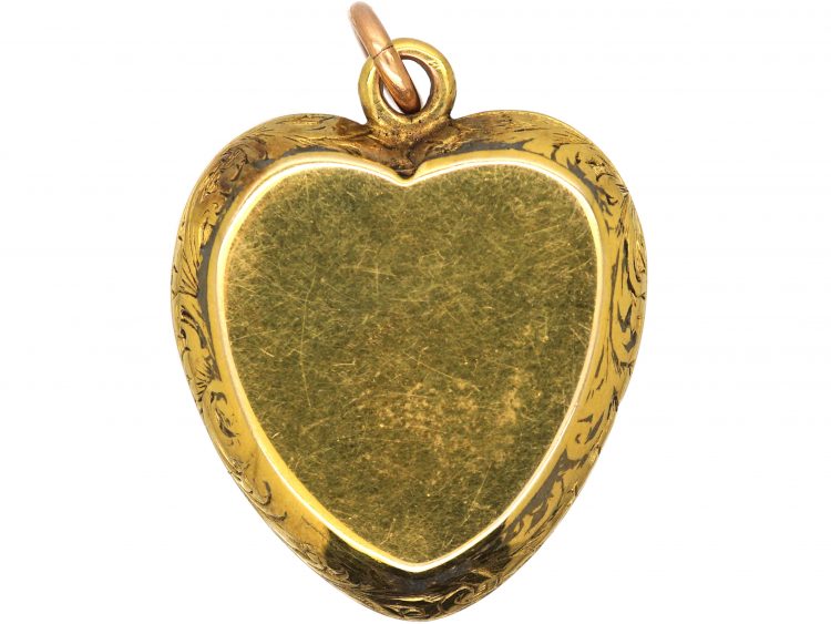 Victorian 15ct Gold Heart Shaped Pendant set with a Cabochon Cut Garnet