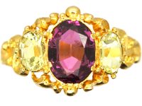 Regency 18ct Gold, Chrysolite & Almandine Garnet Ring
