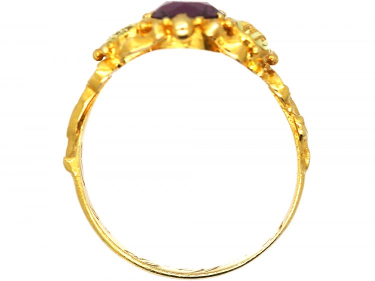 Regency 18ct Gold, Chrysolite & Almandine Garnet Ring