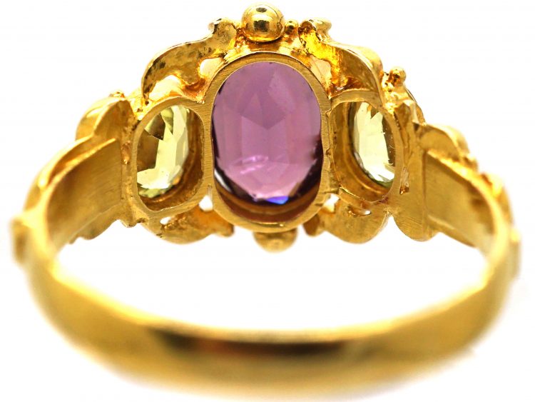 Regency 18ct Gold, Chrysolite & Almandine Garnet Ring
