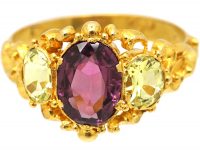 Regency 18ct Gold, Chrysolite & Almandine Garnet Ring