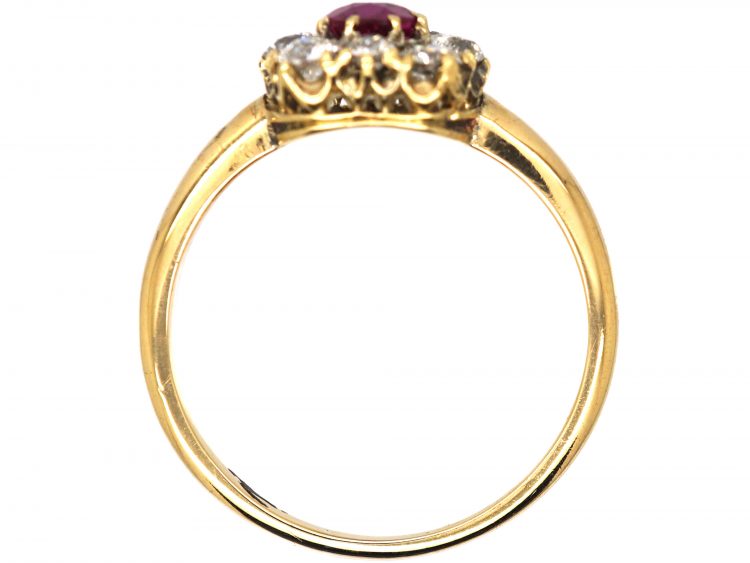 Edwardian 18ct Gold, Ruby & Diamond Pear Shaped Ring