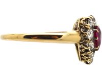 Edwardian 18ct Gold, Ruby & Diamond Pear Shaped Ring