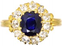 Victorian 18ct Gold, Sapphire & Diamond Cluster Ring