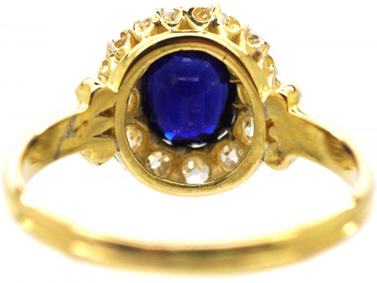 Victorian 18ct Gold, Sapphire & Diamond Cluster Ring