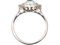 Edwardian Platinum, Emerald & Diamond Double Cluster Ring