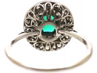 Edwardian Platinum, Emerald & Diamond Double Cluster Ring