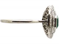 Edwardian Platinum, Emerald & Diamond Double Cluster Ring