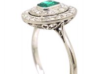 Edwardian Platinum, Emerald & Diamond Double Cluster Ring