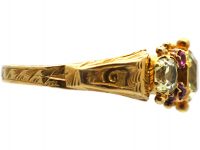Regency 15ct Gold, Three Stone Chrysolite & Ruby Ring
