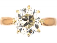 Victorian 12ct Gold, Large Old Mine Cut Diamond Solitaire Ring