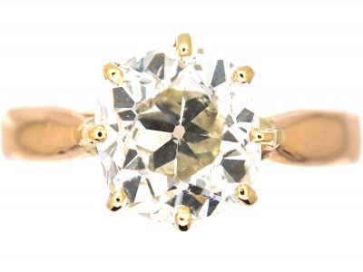 Victorian 12ct Gold, Large Old Mine Cut Diamond Solitaire Ring