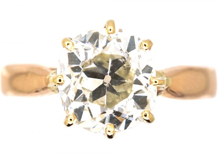 Victorian 12ct Gold, Large Old Mine Cut Diamond Solitaire Ring
