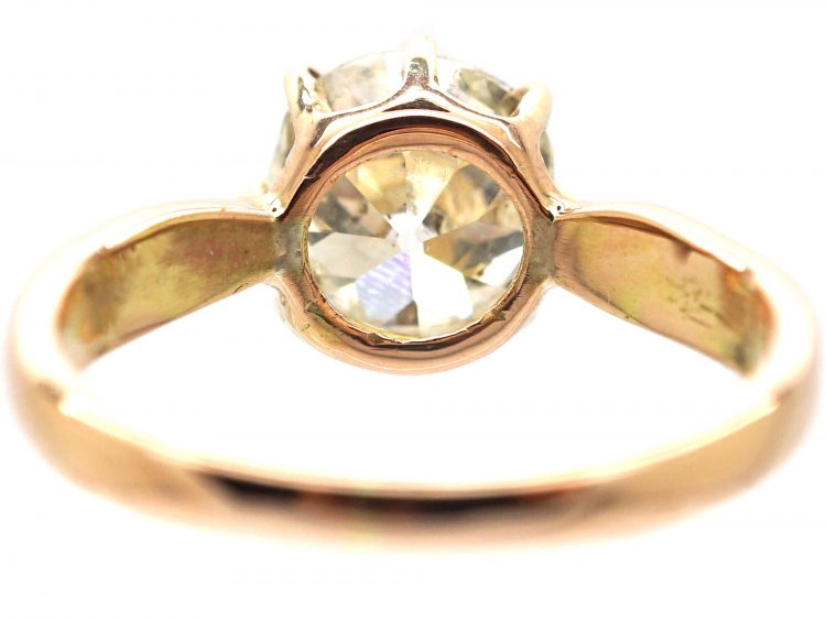 Victorian 12ct Gold, Large Old Mine Cut Diamond Solitaire Ring