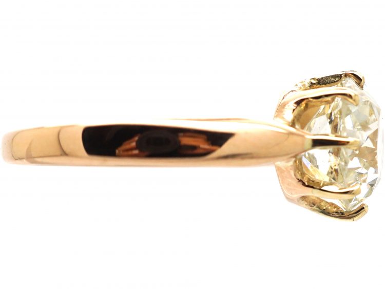 Victorian 12ct Gold, Large Old Mine Cut Diamond Solitaire Ring