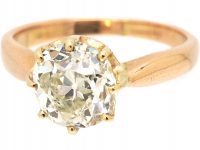 Victorian 12ct Gold, Large Old Mine Cut Diamond Solitaire Ring