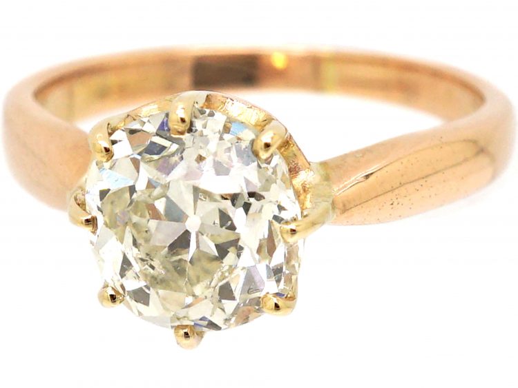 Victorian 12ct Gold, Large Old Mine Cut Diamond Solitaire Ring
