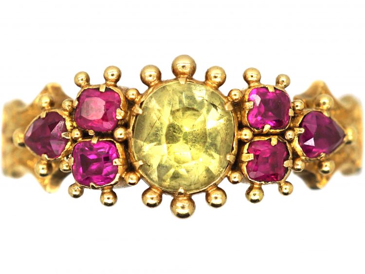 Regency 15ct Gold, Chrysolite & Ruby Ring