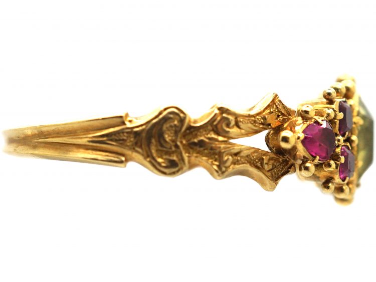 Regency 15ct Gold, Chrysolite & Ruby Ring