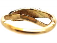 Georgian 15ct Gold & Silver, Rose Diamond Snake Ring with Ruby Eyes