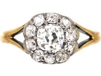 Georgian 18ct Gold & Silver, Diamond Cluster Ring