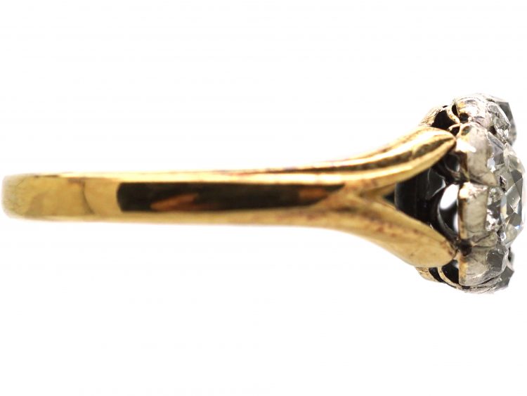 Georgian 18ct Gold & Silver, Diamond Cluster Ring