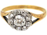 Georgian 18ct Gold & Silver, Diamond Cluster Ring