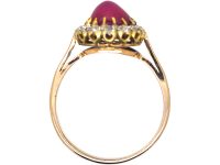 Edwardian 18ct Gold, Star Ruby & Diamond Cluster Ring