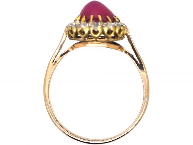 Edwardian 18ct Gold, Star Ruby & Diamond Cluster Ring