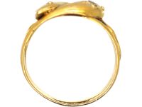 Edwardian 18ct Gold Double Snake Ring set with Diamonds