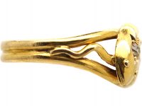 Edwardian 18ct Gold Double Snake Ring set with Diamonds