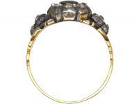 Georgian 15ct Gold, Emerald & Diamond Cluster Ring with Diamond Set Shoulders