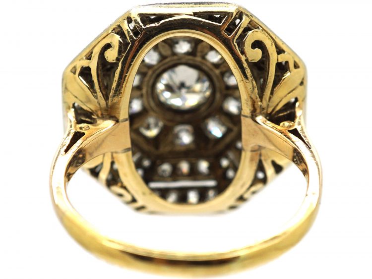 Art Deco 18ct Gold & Platinum Large Octagonal Shaped Ring set with Diamonds