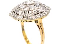 Art Deco 18ct Gold & Platinum Large Octagonal Shaped Ring set with Diamonds