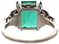 Art Deco 18ct White Gold & Platinum, Green Tourmaline & Diamond Ring