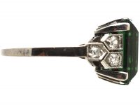 Art Deco 18ct White Gold & Platinum, Green Tourmaline & Diamond Ring