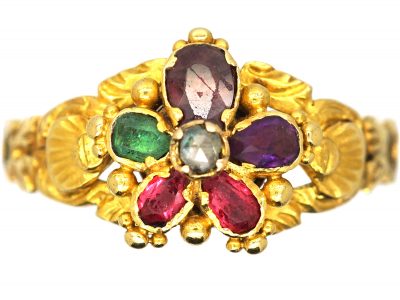 Georgian 18ct Gold Acrostic Ring with Gemstones That Spell Regard