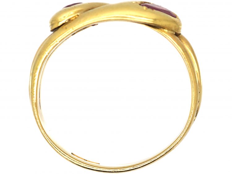 Victorian 18ct Gold Snake Ring set with Two Pear Shaped Rubies